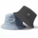 SUBTAVIK Sombrero de sol para niños, sombrero de pescador reversible con cara sonriente, para niños y niñas de 2 a 8 años