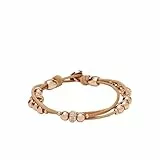 Fossil Pulsera para Mujer, 19 cm Beige, Marrón, Oro Rosa Base de Metal, Pulsera de Cuero Genuino, JA6539791, Marrón Claro