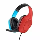 Trust Gaming GXT 416S Zirox Cascos Gaming Ligeros para Nintendo Switch con Drivers de 50 mm, Conexión 3.5 mm, Micrófono Plegable, Auriculares con Cable 1,2 m, Cascos Over-Ear - Azul/Rojo