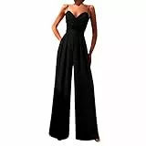 KBOPLEMQ Mono para mujer, para boda, festivo, para verano, largo, elegante, de pierna ancha, sin mangas, elegante, vestido de noche, pantalones de verano, tallas grandes, O negro., S