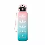 HoneyHolly Botella Agua, Motivacional 1 Litro, Botella Agua Gimnasio, Marcador de Tiempo, Cantimplora, Prueba de Fugas, Botella de Agua, Reutilizable, Botella Gym, para Escuela Camping Randonnée
