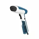 Rowenta Access Steam First DR6130 - Cepillo de vapor, plancha vertical 1300 W, depósito 70 ml, elimina arrugas, olores y desinfecta, accesorio prendas delicadas y gruesas, cable de 2.6 m, blanco azul