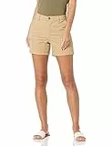 Amazon Essentials Pantalón Corto Caqui de Talle Medio Ajustado y con Entrepierna de 13 cm (Disponible En Cortes Rectos y Curvos) Mujer, Marrón Caqui, 38