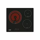 Cata | Placa Vitrocerámica | Modelo TD 6003 BK/A | 3 Zonas de Cocción High Light | Ancho de 59 cm | 9 Niveles de Potencia Regulables | Potencia Total 5,4kW | Color Negro