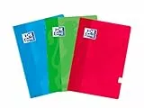 Oxford, Libretas A4 Cuadrícula 4x4, Tapa Blanda, 48 Hojas. Pack 3 Libretas, Color Rojo, Turquesa y Verde