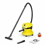 Kärcher, Aspirador en seco y húmedo WD 2 Plus V-12/4/18/C, Potencia 1000 W, Incluye Filtros y Boquilla para Suelo y Ranuras, Yellow/Black, Depósito de plástico 12 l, Manguera aspiración 1,8 m