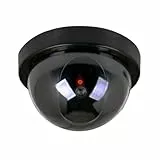 Cámara domo de simulación de domo con pilas, simulación de vigilancia falsa, cámara de seguridad CCTV para interiores y exteriores con luz LED