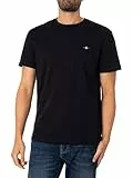 GANT Reg Shield SS T-Shirt Logo, Black, M para Hombre