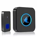 Timbre Inalámbrico, Kit de Timbre Inalámbrico Exterior Impermeable, Timbre de Puerta de 1000 pies, 5 Niveles de Volumen, con 55 Melodías y Flash Led para el Hogar Oficina Hotel, Negro