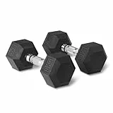 Amazon Basics Set de mancuernas hexagonales con recubrimiento de goma, 8 kg, Negro