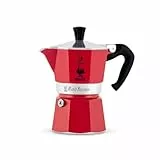 Bialetti - Moka Cafetera espresso para estufa, hace café italiano real, 6 tazas, aluminio, rojo, 270 ml