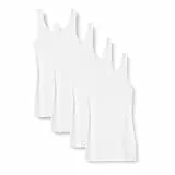 Amazon Essentials Camiseta Ajustada sin Mangas Mujer, Pack de 4, Blanco, XS