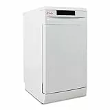 EVVO Lavavajillas estrecho, Ancho 45 cm, Capacidad para 9 Cubiertos, Programa Rápido 30 minutos, Programa Media Carga, Bandeja Superior Ajustable, 5 Programas, Modelo D1 Slim, Acabado Blanco