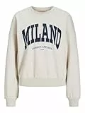 JACK & JONES Jxmerle RLX Short LS Crew Swt Sudadera, Moonbeam/Print:Milano, S para Mujer