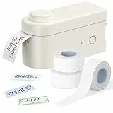 Makeid Etiquetadora con 3 Rollos de Cinta | Impresora de Etiquetas Portátil | con Cinta de Etiquetas de Plástico Blanco, Oficina o para el hogar, Compatible con iOS y Android