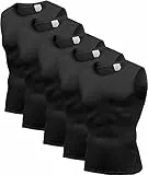 Holure Camiseta sin mangas de compresión para hombre, 5 unidades, atlética, muscular, fitness, culturismo, camiseta sin mangas, Paquete de 5: negro/negro/negro/negro/negro, Large
