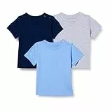 Amazon Essentials Camisetas de Manga Corta Unisex Bebés, Pack de 3, Azul/Azul Marino/Gris Chiné Moyen, 6-9 meses
