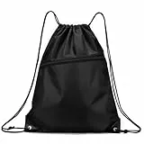 WOLMIK Bolsas con cordón, de gran capacidad, para gimnasio, mochila impermeable, de deporte con cremallera exterior, para hombres, mujeres, niños y niñas