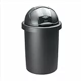 Rotho Roll Bob - Cubo de Basura Redondo de 30 L con Tapa, Plástico (PP) sin BPA, Negro, 30 L (35.5 x 35.5 x 59.5 cm)