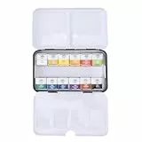 NUMNBE Set acuarelas profesionales 24 godets en maletín metálico sólido - colores brillantes y alta pureza para pintura manualidades adultos y estudiantes (12 couleurs)