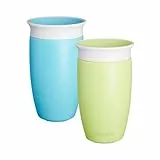 Munchkin Taza Antigoteo Miracle 360, Taza para Bebé & Niño Pequeño, Tazas para Bebé & Niño Pequeño Libre de BPA, Sin Derrames, A Prueba de Fugas, 12+ Meses - 10oz/296ml, 2 Pack, Azul/Verde
