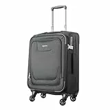Amazon Basics Maleta de cabina con ruedas expandible, con lados blandos y cierre con candado TSA, 51.8 cm, internacional, Negro