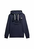 Superdry Hombre Sudadera con Capucha Holgada con Logotipo Vintage, Lauren Navy, L