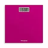 Rowenta Premiss - Báscula digital de cristal templado, graduación de precisión cada 100 g, funciones inteligentes, pantalla grande, batería incluida, fucsia, 30 x 30 cm