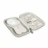 Suavinex, Neceser Set Manicura para Bebés, +0M, Kit Cuidado del Bebé con Cepillo, Peine, Cepillo Dental, Tijeritas, Lima y Cortaúñas. Neceser Impermeable con Cremallera, Gris