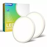 2Pcs lampara de techo Cocina Dormitorio, 24W 4000K 2640LM 30CM Plafon Led Techo con Mando Distancia, IP44 Modernas Candeeiro Teto Downlight Focos Luz Interior Salon[ Clase de eficiencia energética E]
