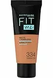 Maybelline New York, Base de Maquillaje que Calca a tu Tono Fit me! Mate y Afinaporos, Color: 334 Warm Tan