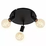 BRILONER Foco de Techo con 3 Luces, Retro/Vintage, focos giratorios e inclinables, 3X E27, máx. 60 W, Metal, Negro, 30 cm de diámetro