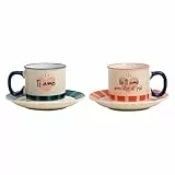 Mr. Wonderful - Juego de 2 tazas de espresso para mostrar un verdadero amor - Juego de 2 tazas de café espresso de cerámica - Capacidad: 90 ml