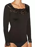 YSABEL MORA Camiseta Térmica para Mujer de Manga Larga y Detalle de Encaje. Ropa Térmica de Chica para Invierno y Frío Extremo. Térmico Interior para Deporte y Nieve. Color Negro. Talla M
