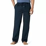 Amazon Essentials Pantalón de Pijama Tejido de Corte Recto con Bolsillos Hombre, Azul Marino, L