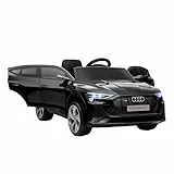 HOMCOM Coche Eléctrico para Niños Audi E-Tron Coche de Batería para Niños 12V con Mando a Distancia Faros Bocina Música Velocidad 3-5 km/h Cinturón de Seguridad Negro