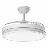 Airwit 106cm Ventilador de Techo con Luz Aspas Retráctiles, Regulable Lampara Ventilador Techo Silencioso con Mando y DC Motor para Dormitorio, Salon, Cocina, Temporizador, 3 Tonos de Luz