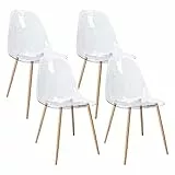 CangLong Pack de 4, Diseño Nórdico, Comedor Ergonómicas y Versátiles, Sillas Cocina Elegantes, Transparente, Acrílico, 4 Unidades