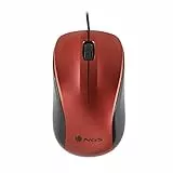 NGS Crew Red - Ratón Óptico 1200dpi con Cable USB, Ratón para Ordenador o Portátil con 2 Botones, Ambidiestro, Rojo