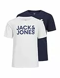 Jack & Jones Jjecorp Logo Tee Ss Crew Neck 2pk Jnr Camiseta, Niños, Blazer/Pack:navy Blazer Large Print + White Large Print, 176