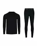 DANISH ENDURANCE Conjunto Térmico para Hombre y Mujer, Camiseta y Pantalon en Materiales Reciclados, Negro, 3XL