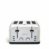 PRIXTON Tostadora Bianca, Tostador con 4 Ranuras anchas, 7 Niveles de tostado, Potencia 1900 W, Diseñado en Acero inoxidable