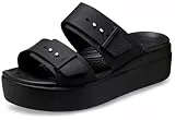 Crocs Mujer Brooklyn Buckle Low Wedge Sandalia, Black, 36/37 EU