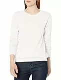 Amazon Essentials Jersey en Algodón de Cuello Redondo (Disponible en Tallas Grandes) Mujer, Blanco, L