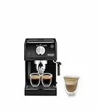 De'Longhi Máquina de café expreso | Portafiltro con acabado de aluminio | Boquilla de espuma de leche | También para cápsulas | Negro
