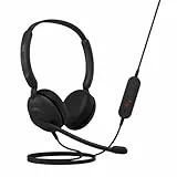 Jabra New Evolve 10 Auricular con Cable y micrófono con cancelación de Ruido para PC/portátil - USB-A - Certificado TCO - Ligero - Controles de Llamada/Volumen para reuniones en línea - Negro