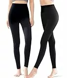 Pack de 2 Leggings Largos para Mujer – Pantalones de Yoga de Algodón, Suaves, Elásticos y Opacos para Comodidad Todo el Día (L-XL, 9073-Combo1)