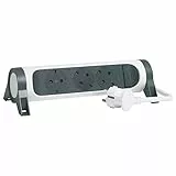 LEGRAND Regleta de enchufes, con Interruptor, Enchufe múltiple con 3 Tomas de Corriente, Cable de 1,5 MTS, Color Blanco/Gris Oscuro 694527