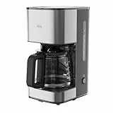 AEG Cafetera Automática de Goteo Deli 3 - Modelo CM3-1-3ST - Jarra de Vidrio - 12 Tazas - 11000 W de Potencia - Sistema Antigoteo - Apagado Automático - Filtro Extraíble - Acabado Metalizado