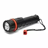 Velamp IRUB1LED Linterna de 3 LED en Goma hiperresistente. con Encaje cómodo. Funciona con 2 Pilas AA (no Incluidas). Súper Brillante, Resistente al Agua y a los Golpes, Negro, 2AA